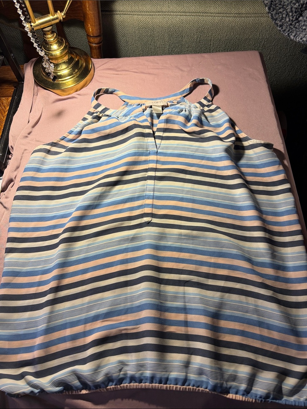 LOFT Striped Halter Camisole in Blue, Pink and Cream